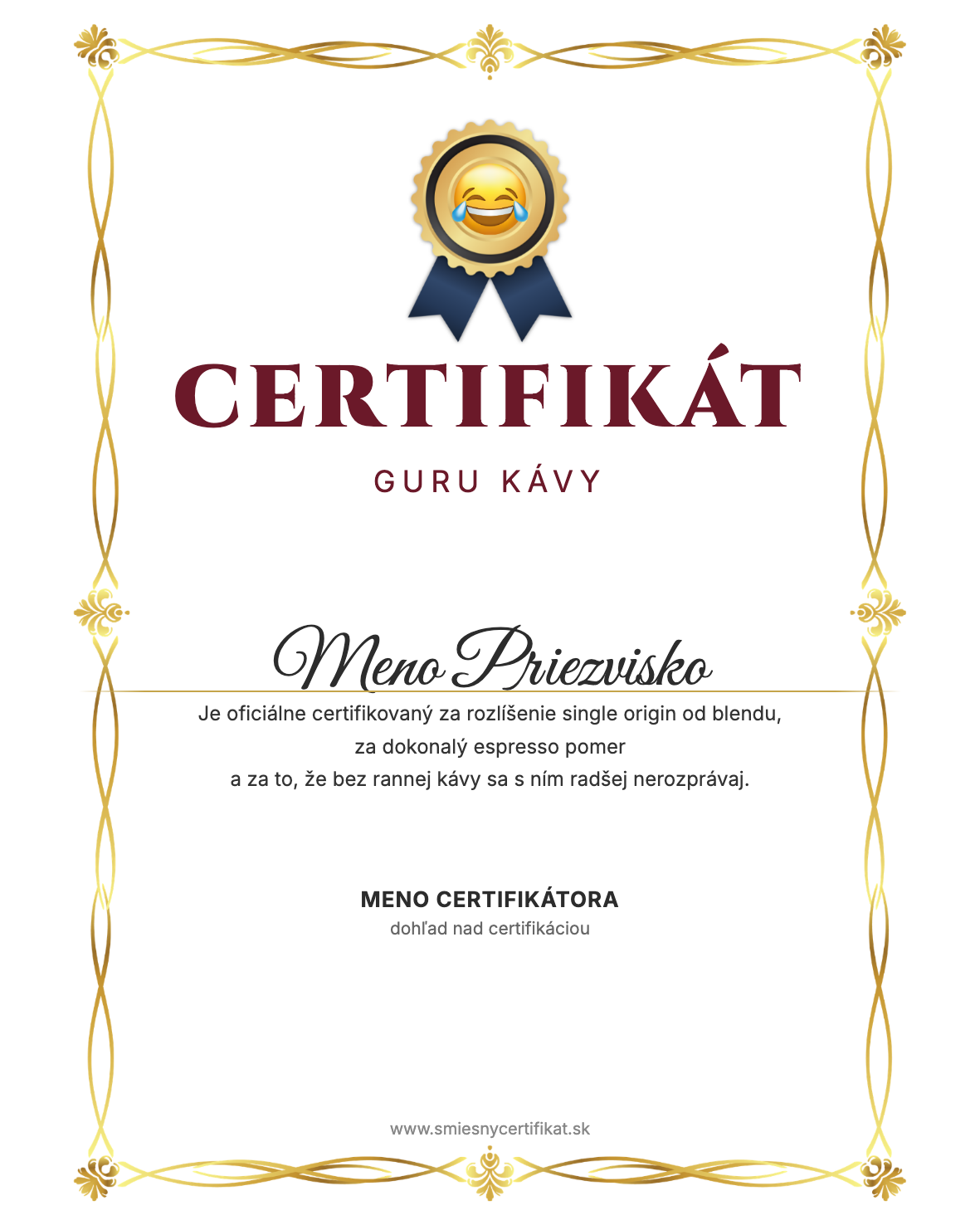 Certifikát Guru Kávy