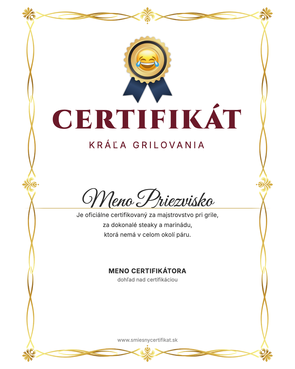 Certifikát Kráľa Grilovania