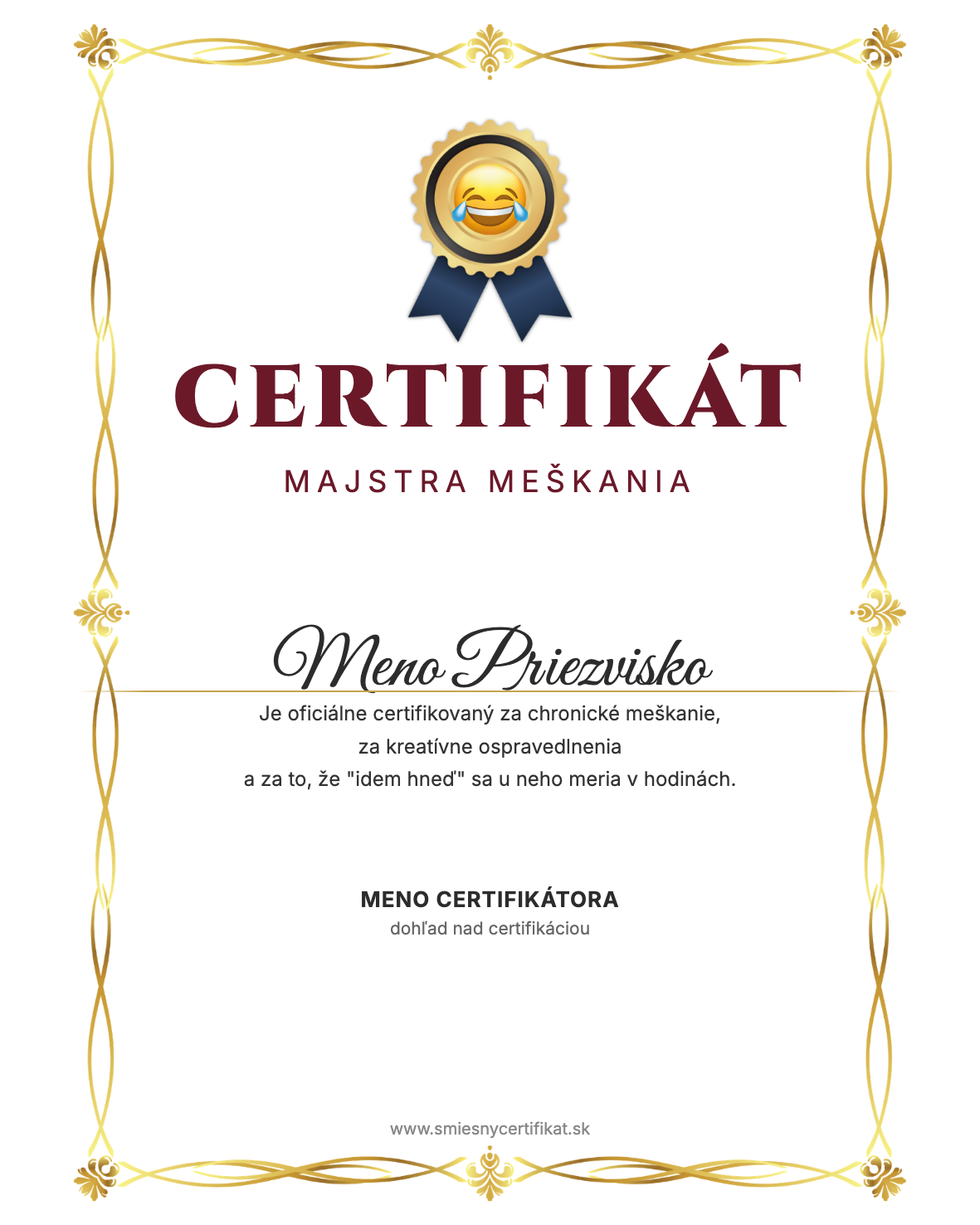 Certifikát Majstra Meškania