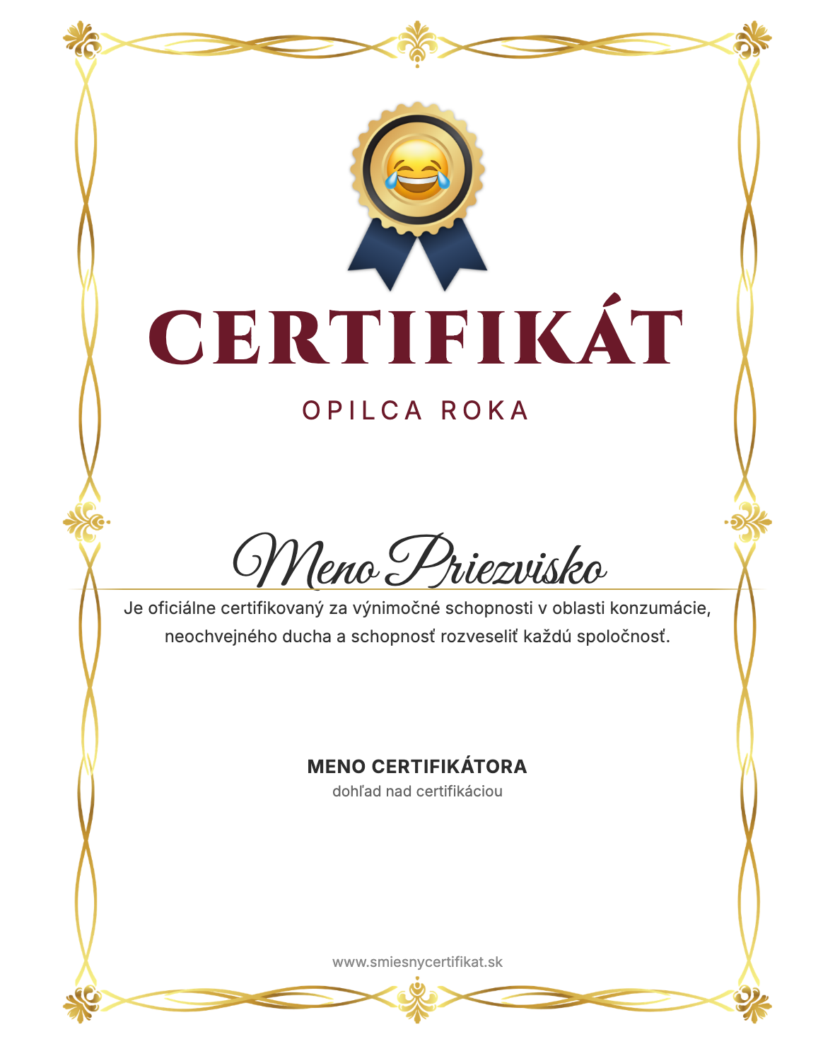 Certifikát Opilec Roka
