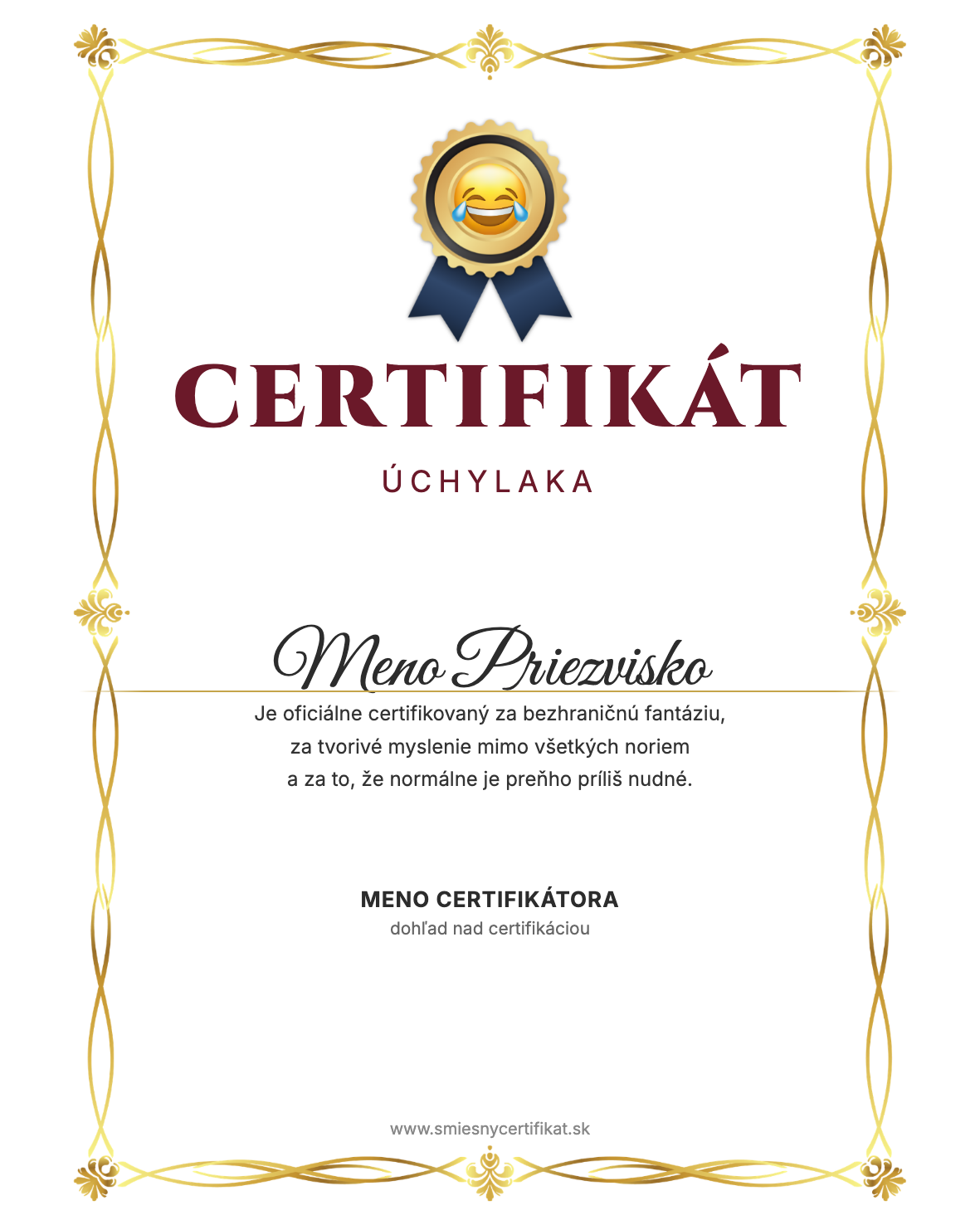 Certifikát Úchylaka