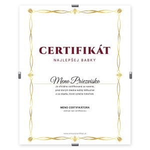 Certifikát Najlepšej Babky