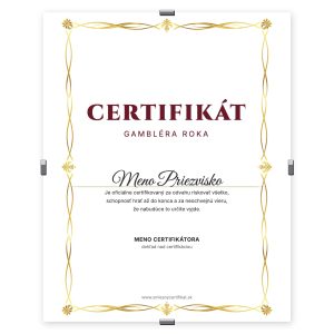 Certifikát Gambler Roka