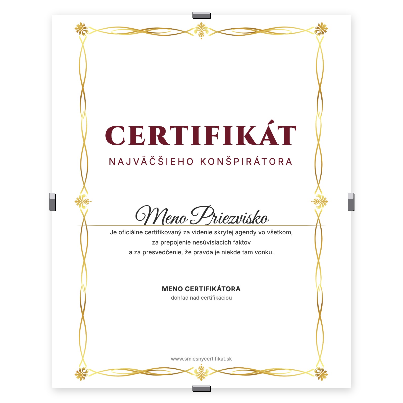 Certifikát Najväčšieho Konšpirátora