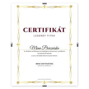 Certifikát Legendy Fitka