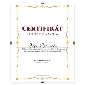 Certifikát Najlepší Manžel