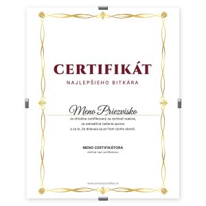 Certifikát Najlepšieho Bitkára