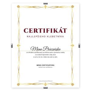 Certifikát Najlepšieho Klebetníka