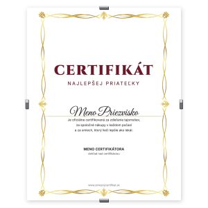 Certifikát Najlepšej Priateľky