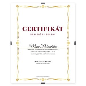 Certifikát Najlepšia Sestra