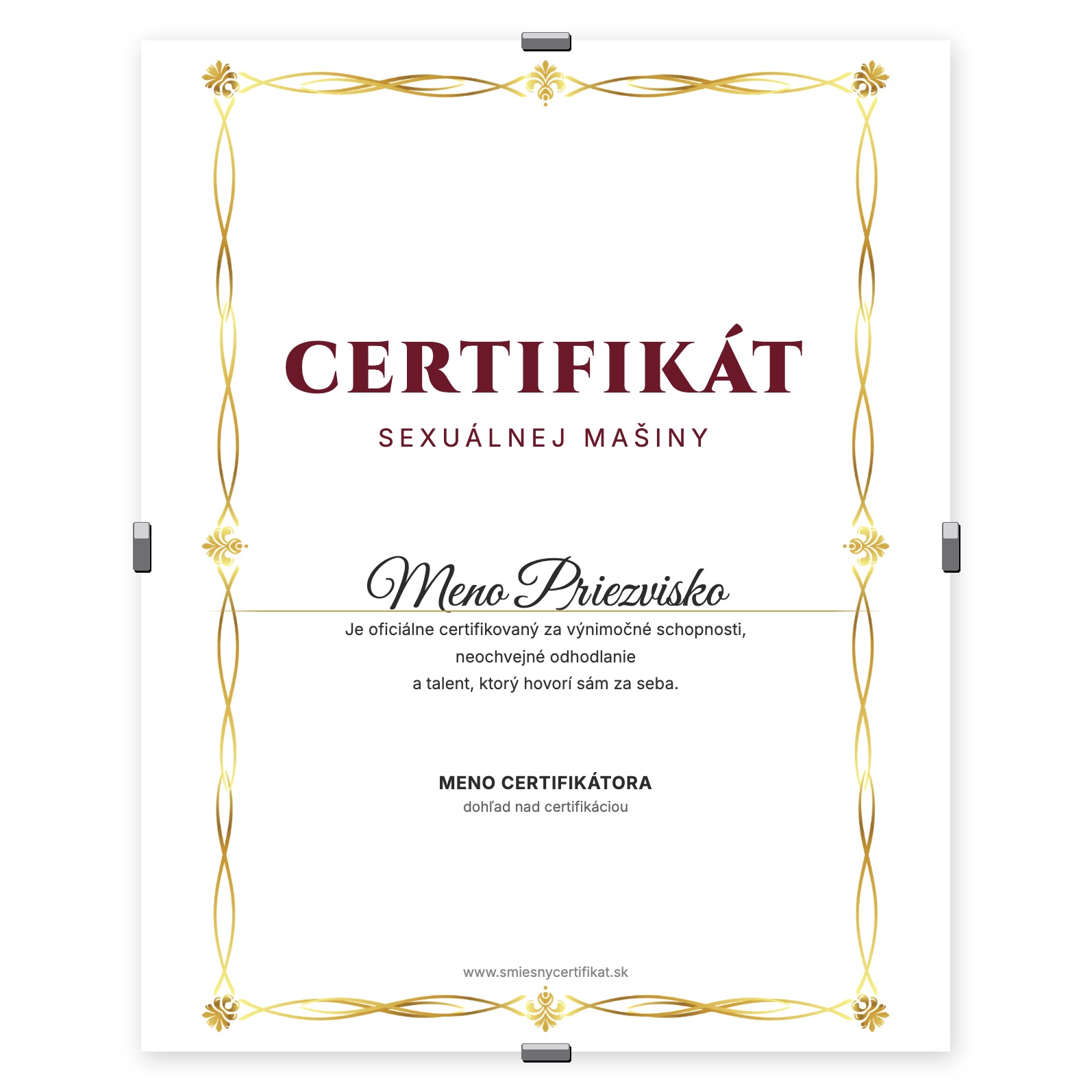 Certifikát Sexuálnej Mašiny