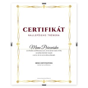 Certifikát Najlepšieho Trénera