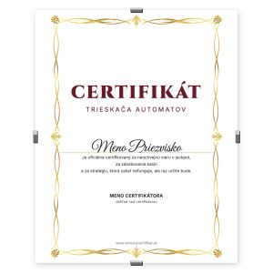 Certifikát Trieskača Automatov
