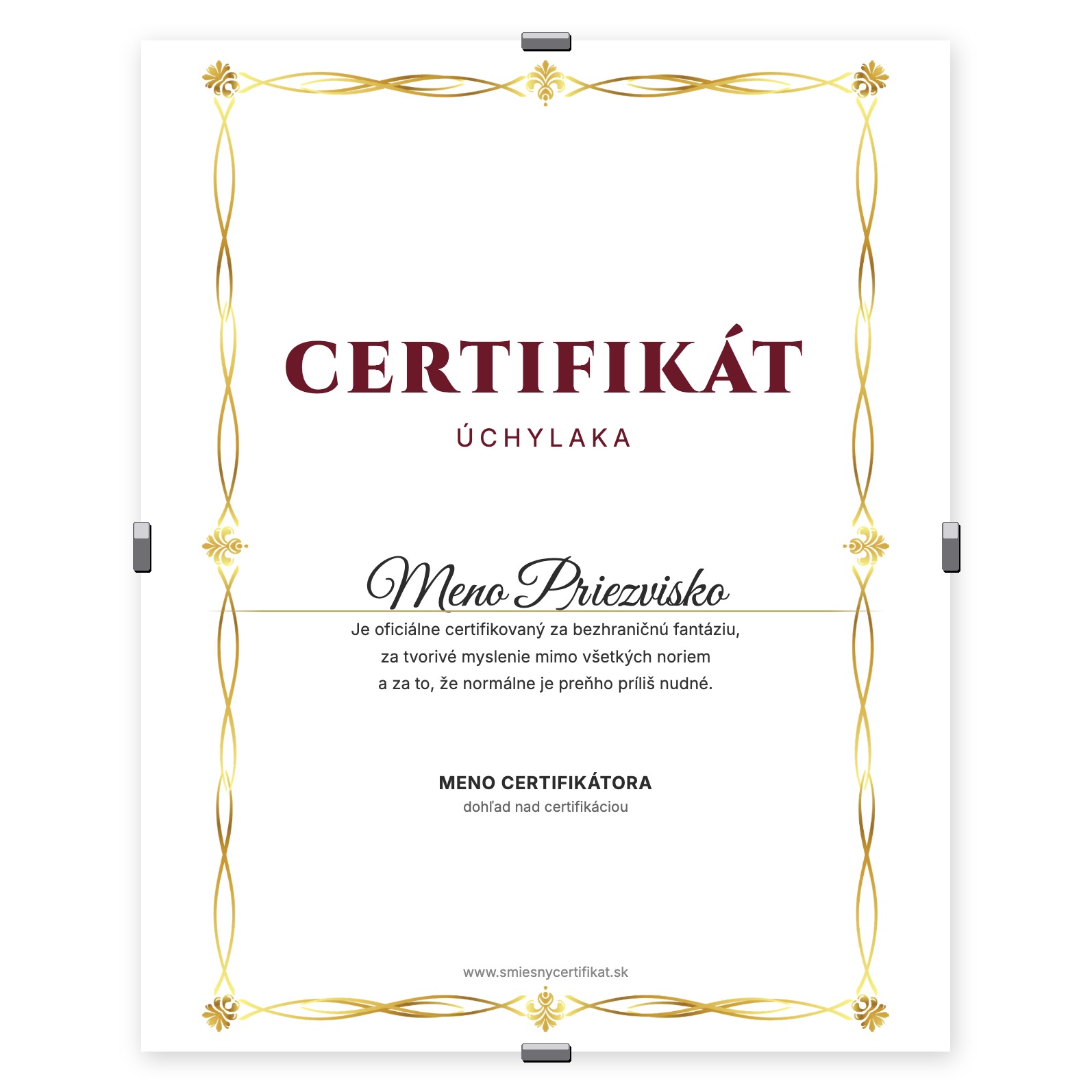 Certifikát Úchylaka