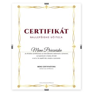 Certifikát Najlepšieho Učiteľa