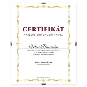 Certifikát Najlepšieho Zamestnanca
